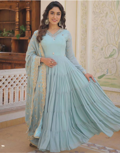 Blue Colour Stylishta 12 Heavy Designer Fancy Party Wear Latest Gown  Collection 12004 - The Ethnic World